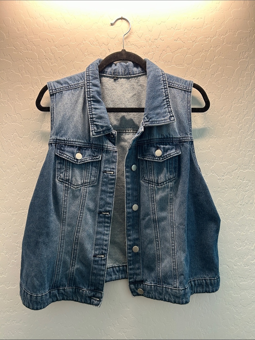 Denim Vest - Blue Sleeveless Jean Jacket